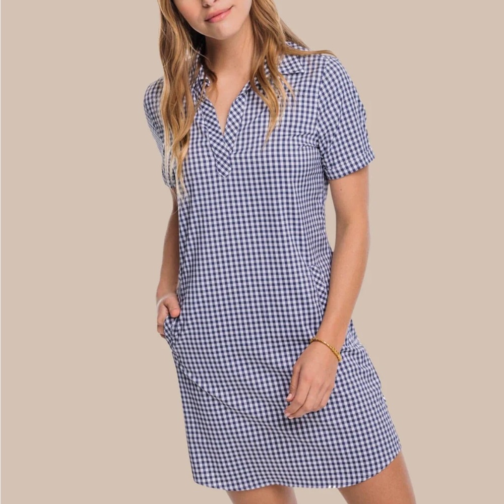 Southern Tide Navy Gingham Beach Cover Up Dress | Women’s Size XL